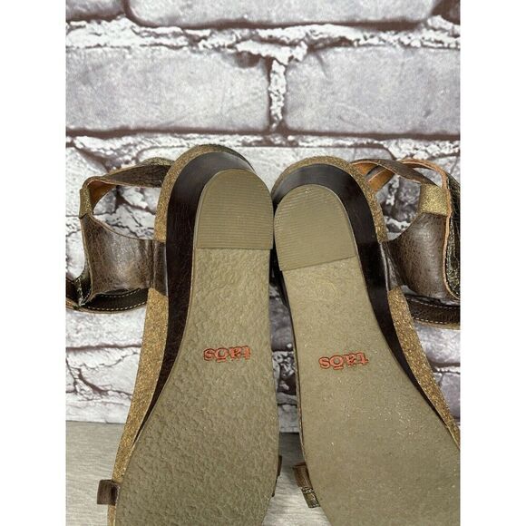 Taos Gold Brown Leather Ankle Strap Cork Wedge Sandals Women Sz 42EU/11M US - Picture 12 of 16